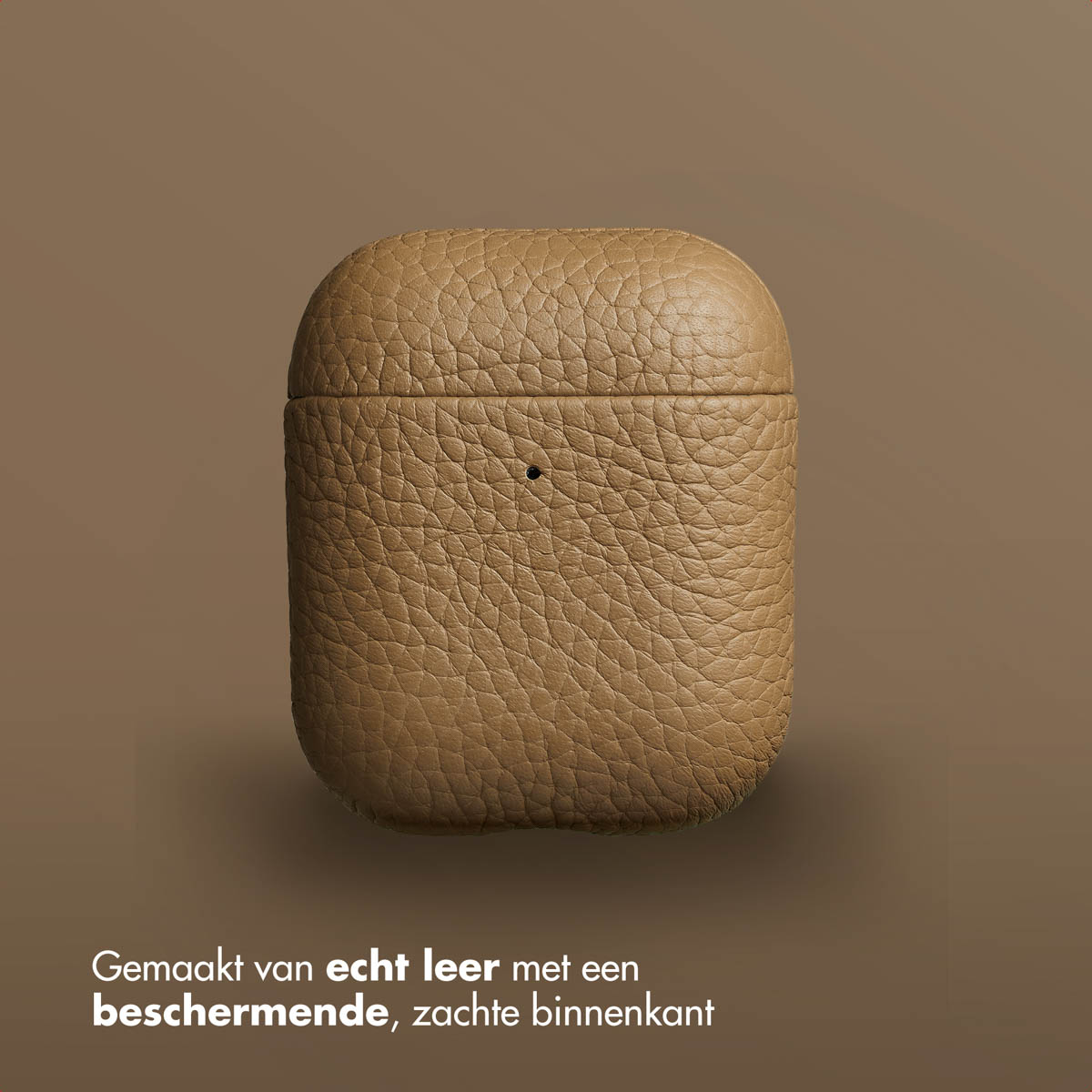 Accezz Echt Leren Case Apple AirPods 1 / 2 - Taupe - Afbeelding 6