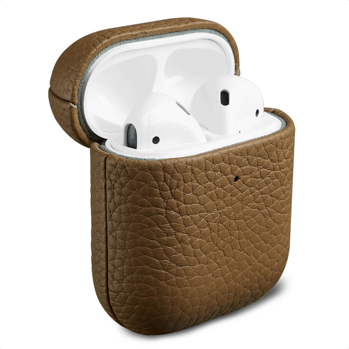 Accezz Echt Leren Case Apple AirPods 1 / 2 – Taupe
