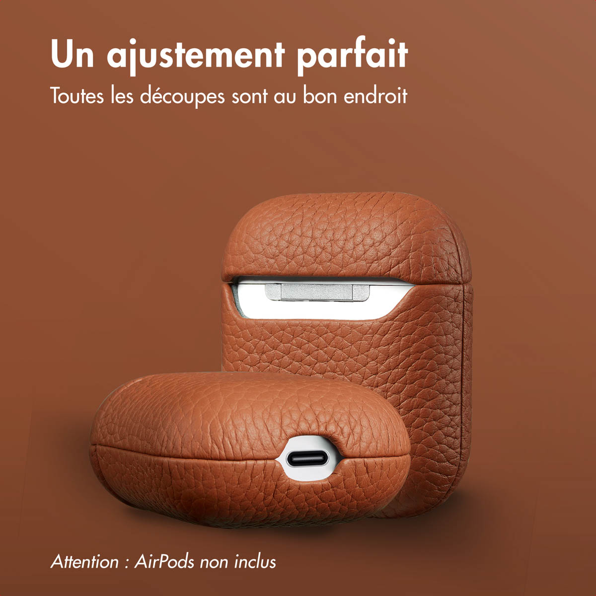 Accezz Echt Leren Case Apple AirPods 1 / 2 - Cognac - Afbeelding 10
