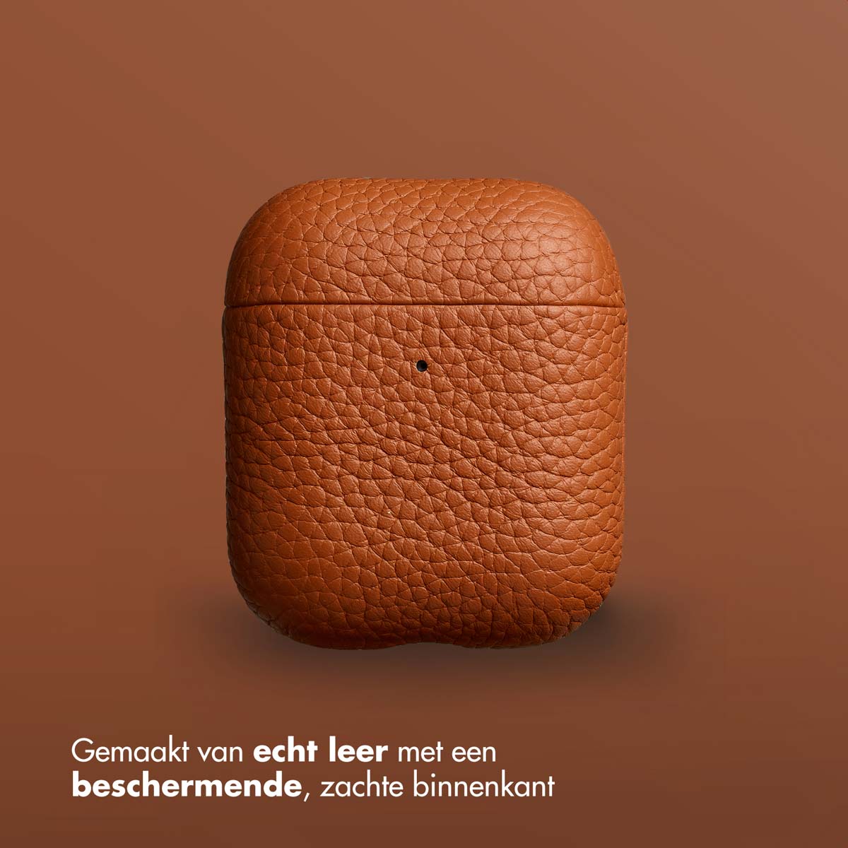 Accezz Echt Leren Case Apple AirPods 1 / 2 - Cognac - Afbeelding 6