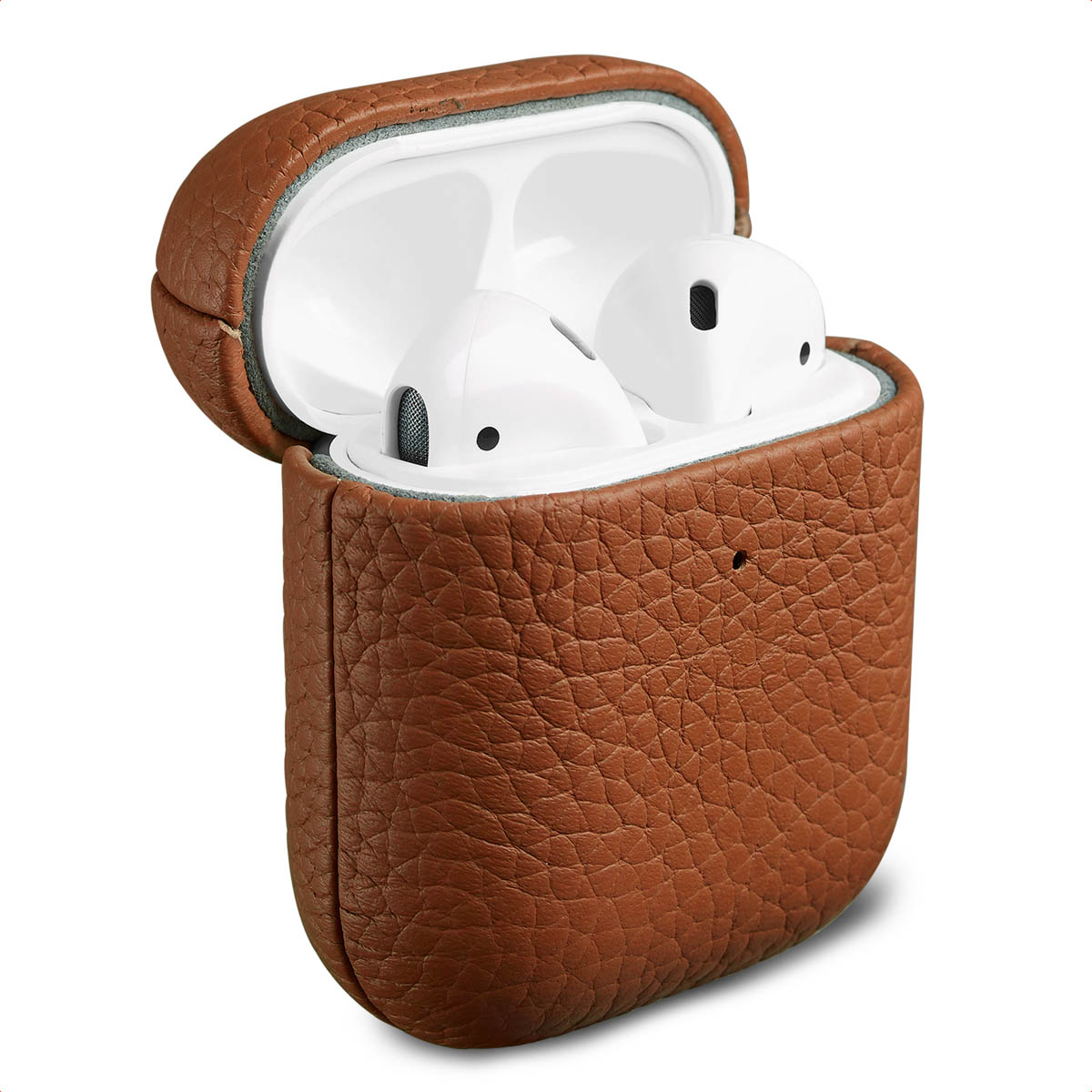 Accezz Echt Leren Case Apple AirPods 1 / 2 - Cognac - Afbeelding 3