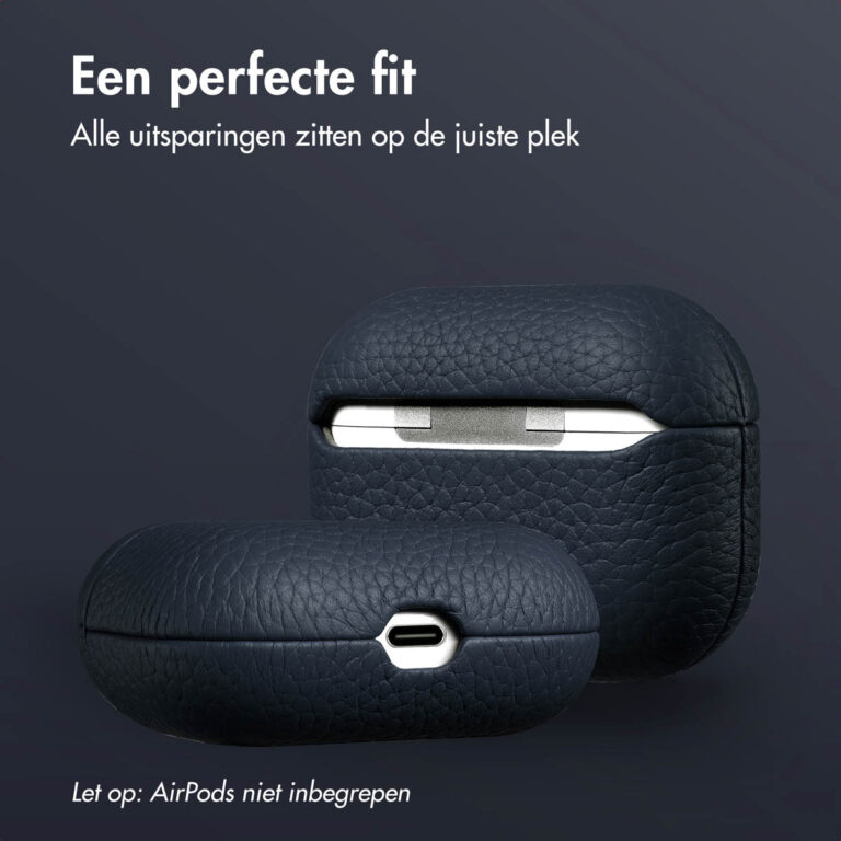 Accezz Echt Leren Case AirPods Pro - Donkerblauw - Afbeelding 7