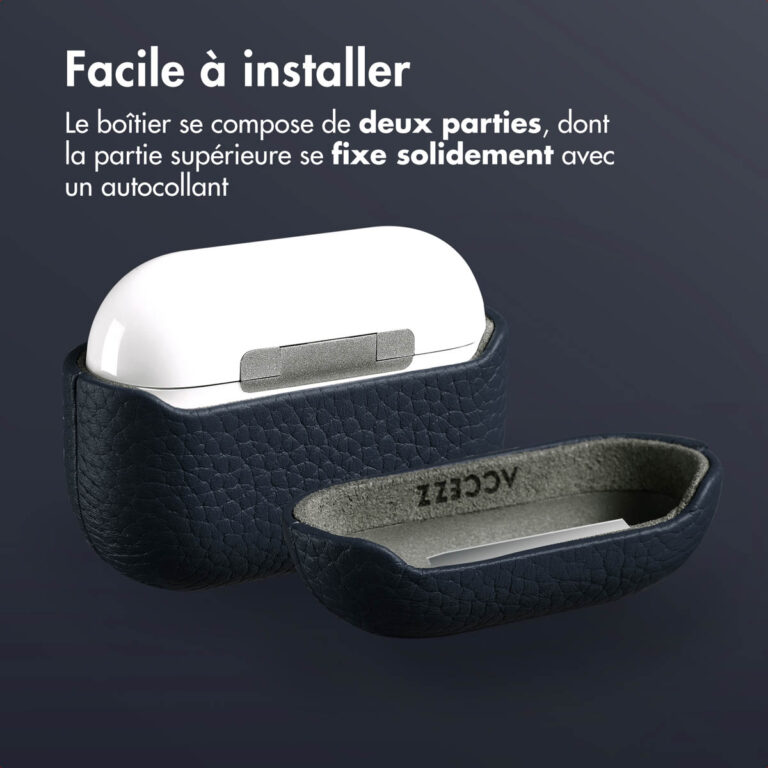 Accezz Echt Leren Case AirPods Pro - Donkerblauw - Afbeelding 9