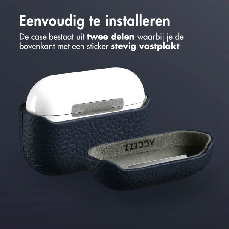 Accezz Echt Leren Case AirPods Pro - Donkerblauw - Afbeelding 5