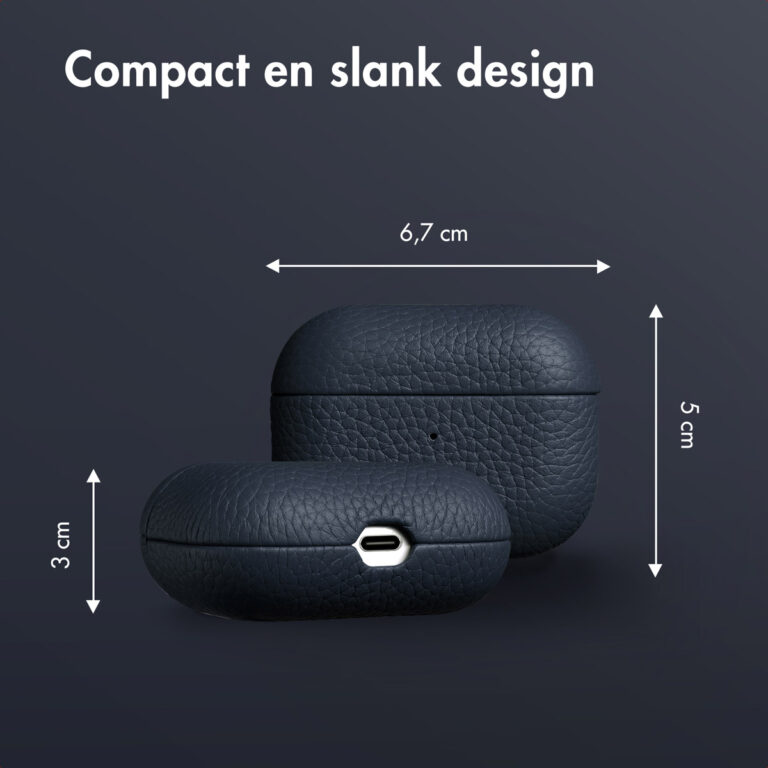 Accezz Echt Leren Case AirPods Pro - Donkerblauw - Afbeelding 6