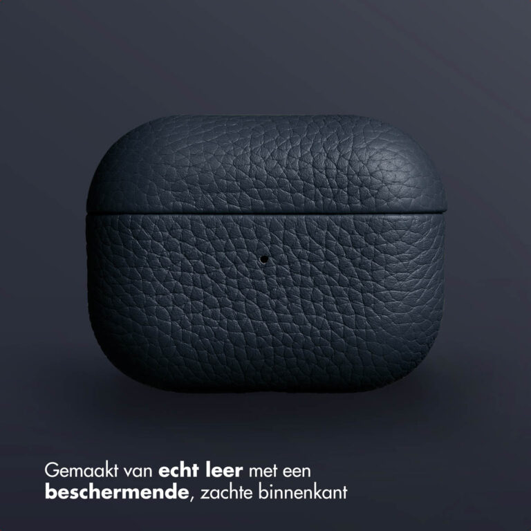 Accezz Echt Leren Case AirPods Pro - Donkerblauw - Afbeelding 4