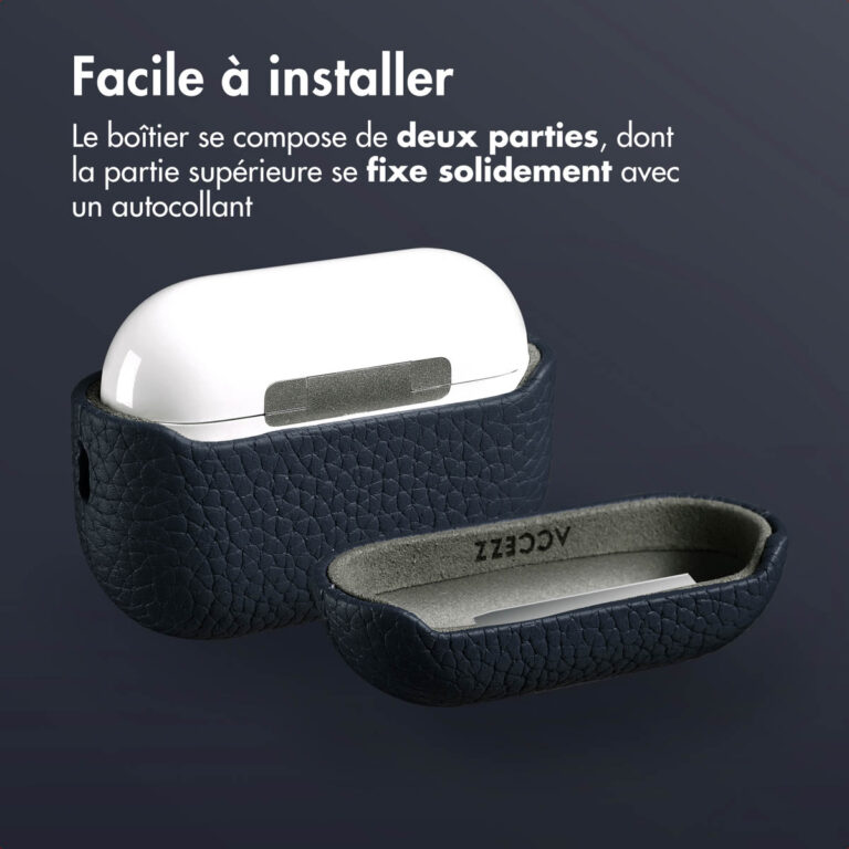 Accezz Echt Leren Case AirPods Pro 2 - Donkerblauw - Afbeelding 9