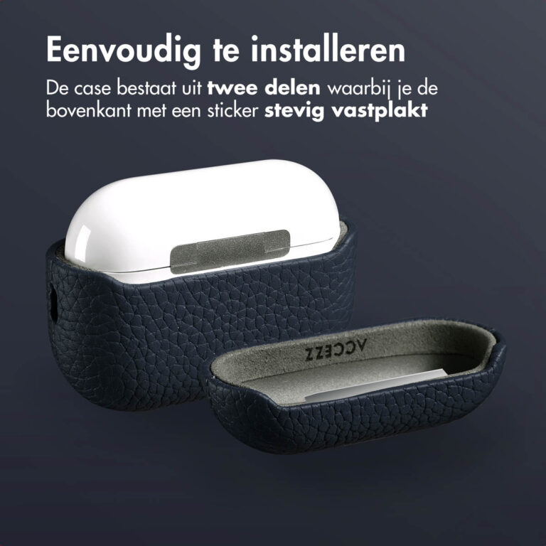 Accezz Echt Leren Case AirPods Pro 2 - Donkerblauw - Afbeelding 5