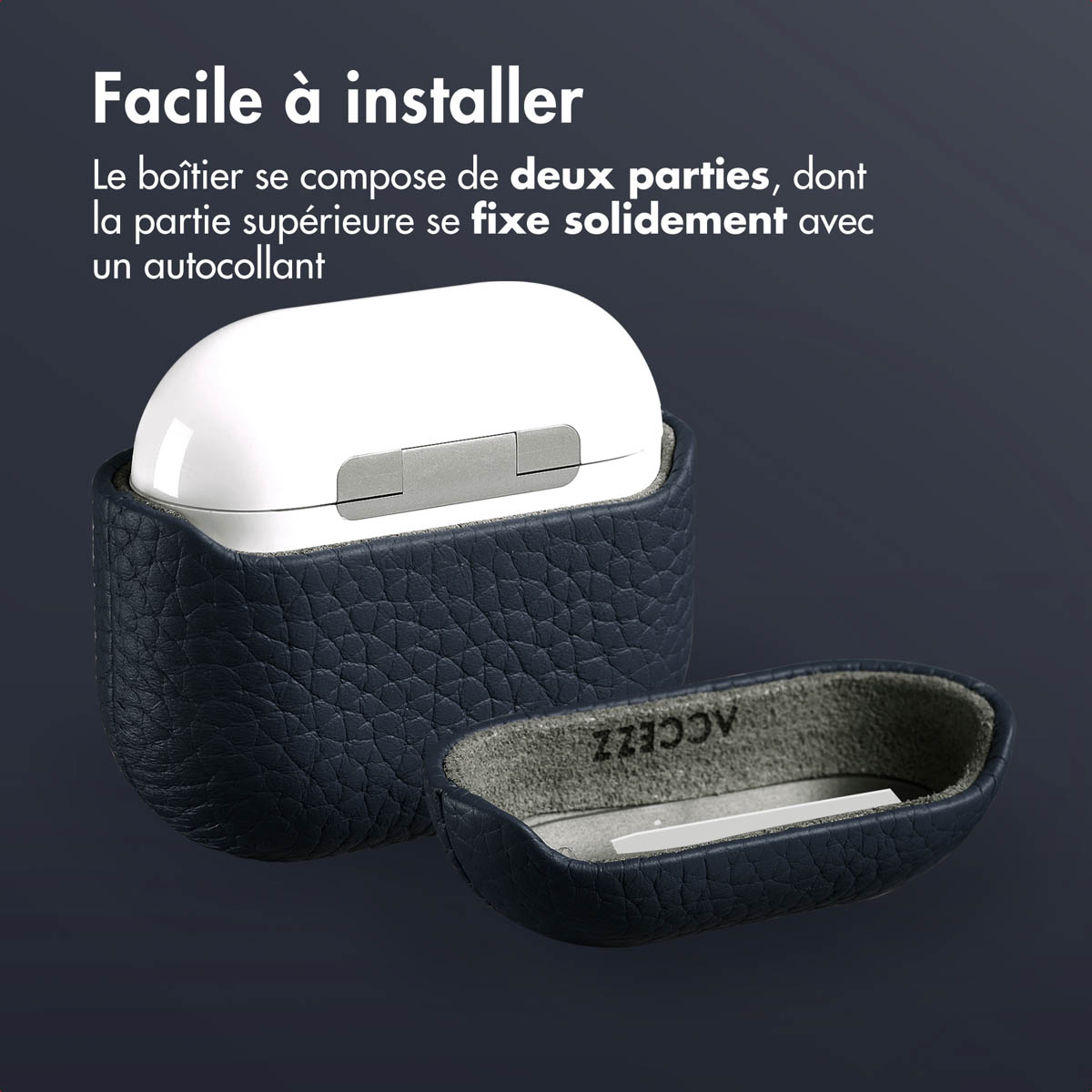 Accezz Echt Leren Case Apple AirPods 4 - Donkerblauw - Afbeelding 9