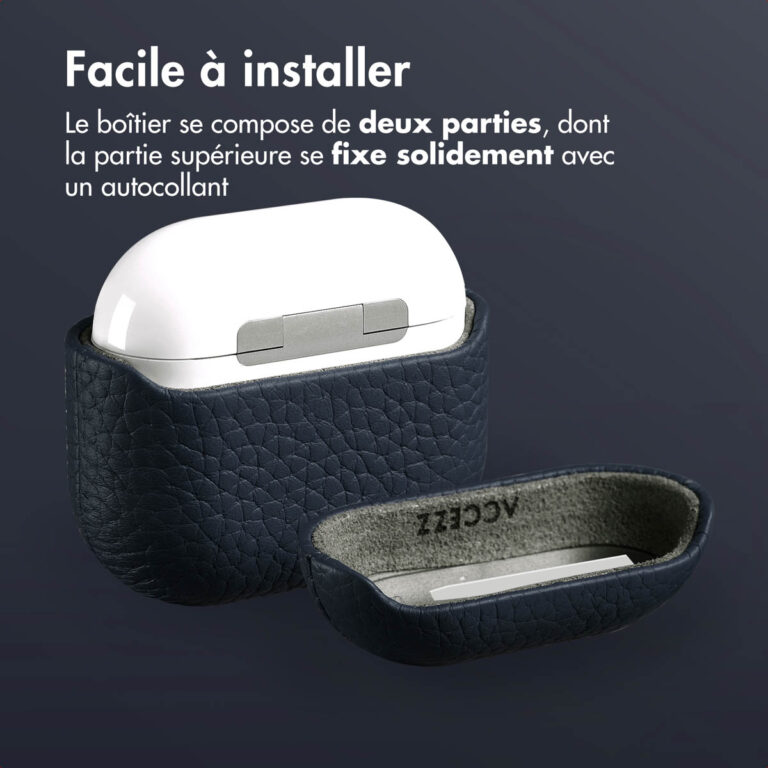 Accezz Echt Leren Case AirPods 4  Donkerblauw - Afbeelding 9