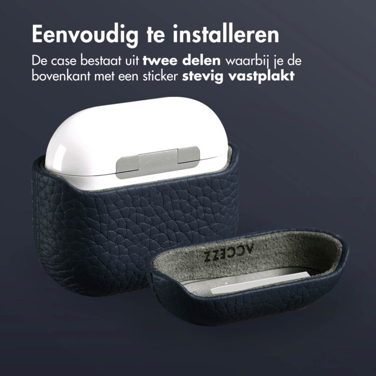 Accezz Echt Leren Case AirPods 4  Donkerblauw - Afbeelding 5