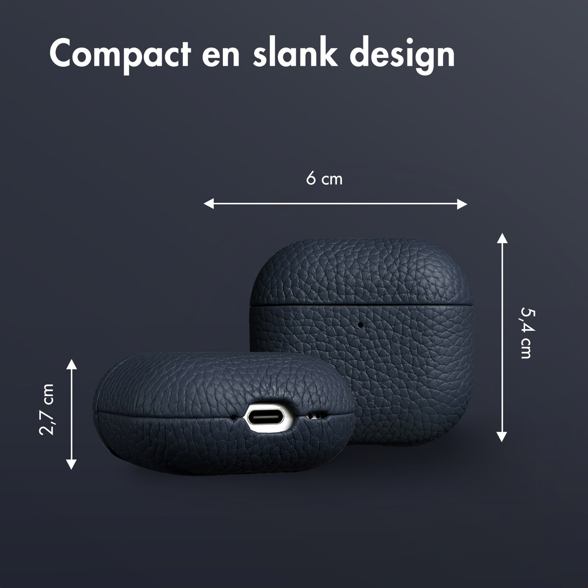 Accezz Echt Leren Case Apple AirPods 4 - Donkerblauw - Afbeelding 6