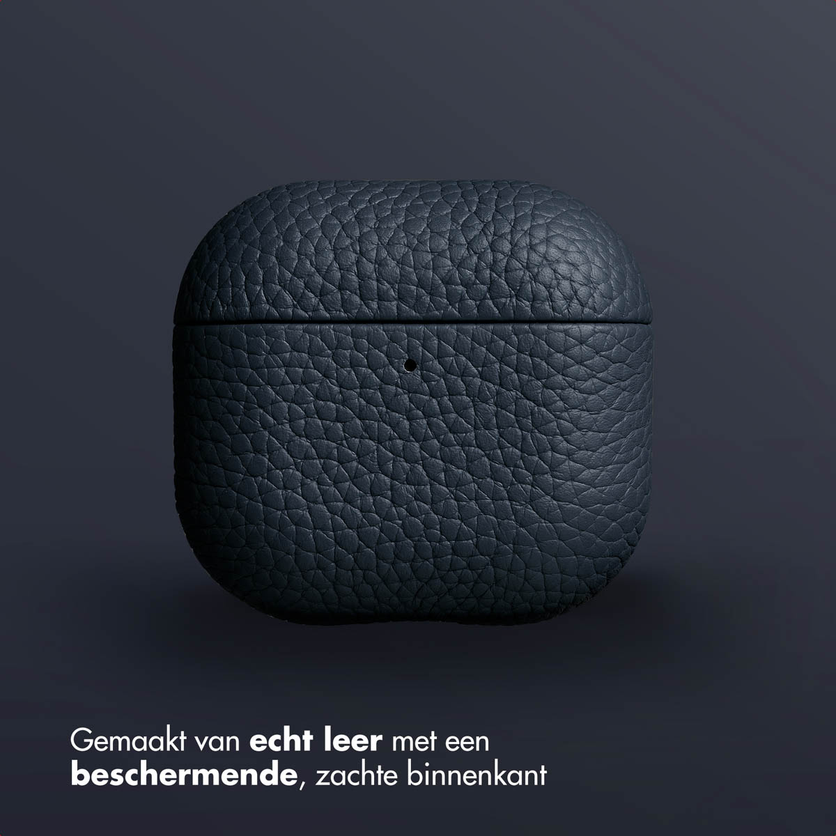 Accezz Echt Leren Case Apple AirPods 4 - Donkerblauw - Afbeelding 4