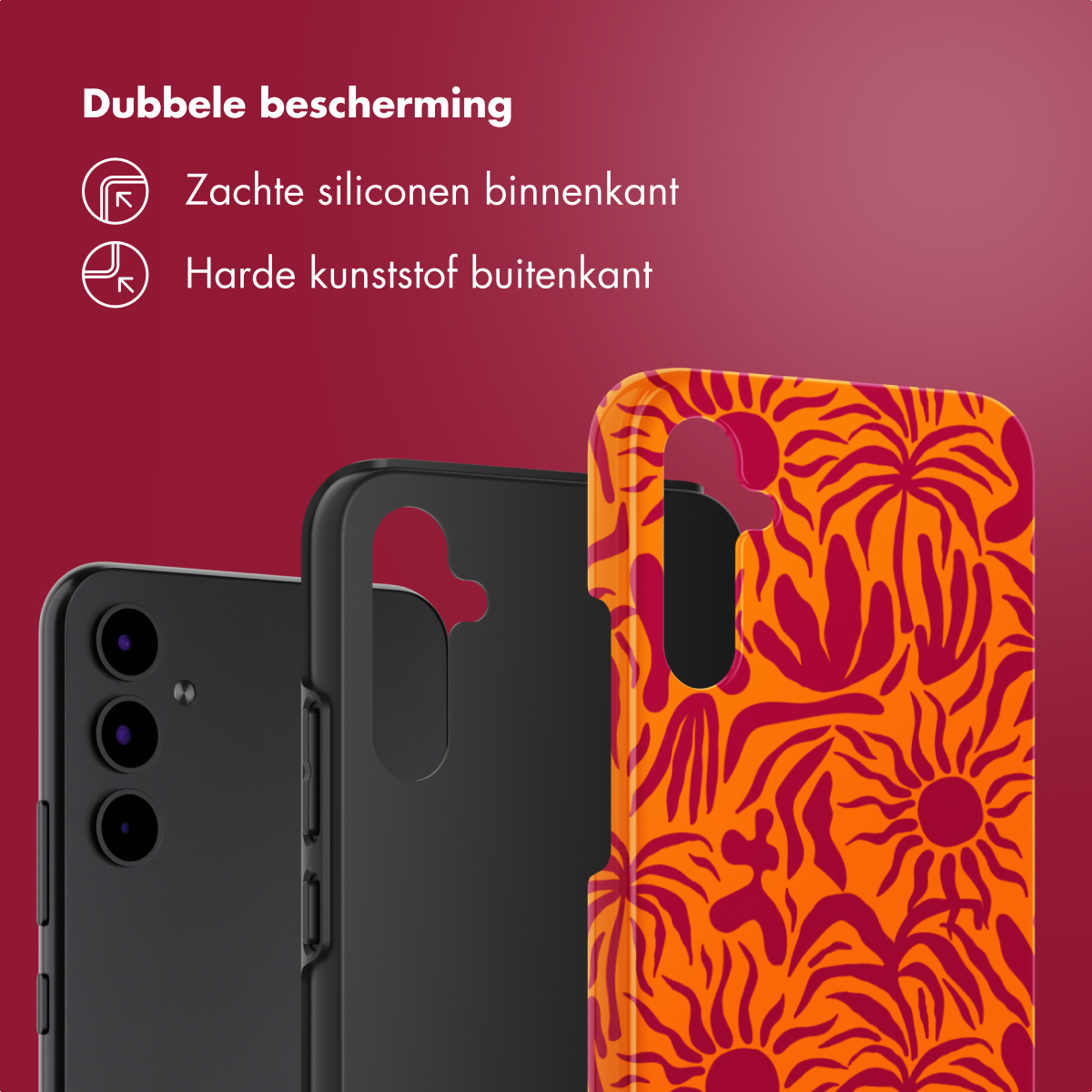 Selencia Vivid Backcover Samsung Galaxy A34 (5G) - Tropical Vibes Apricot - Afbeelding 4