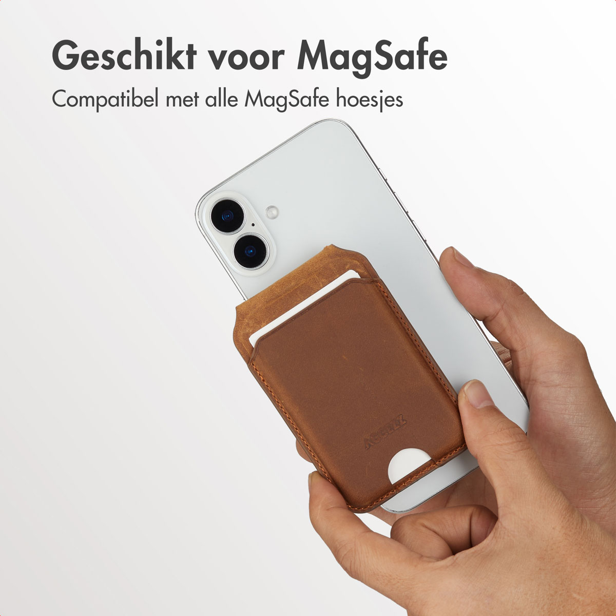 Accezz Vintage Leather MagSafe Kaarthouder met Standaard - Tobacco Cognac - Afbeelding 7