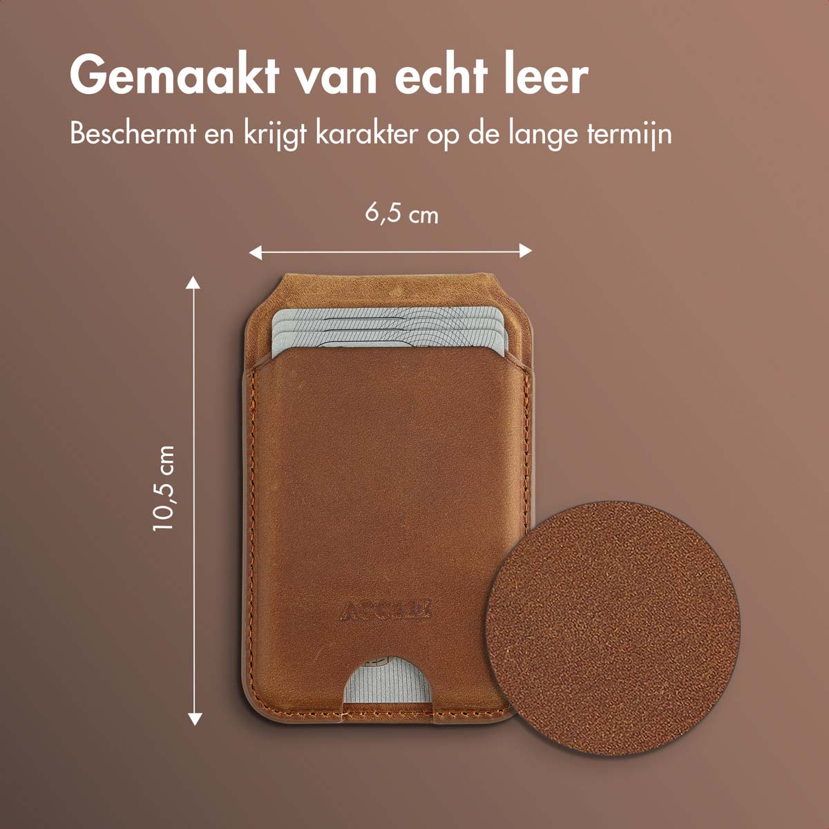 Accezz Vintage Leather MagSafe Kaarthouder met Standaard - Tobacco Cognac - Afbeelding 10