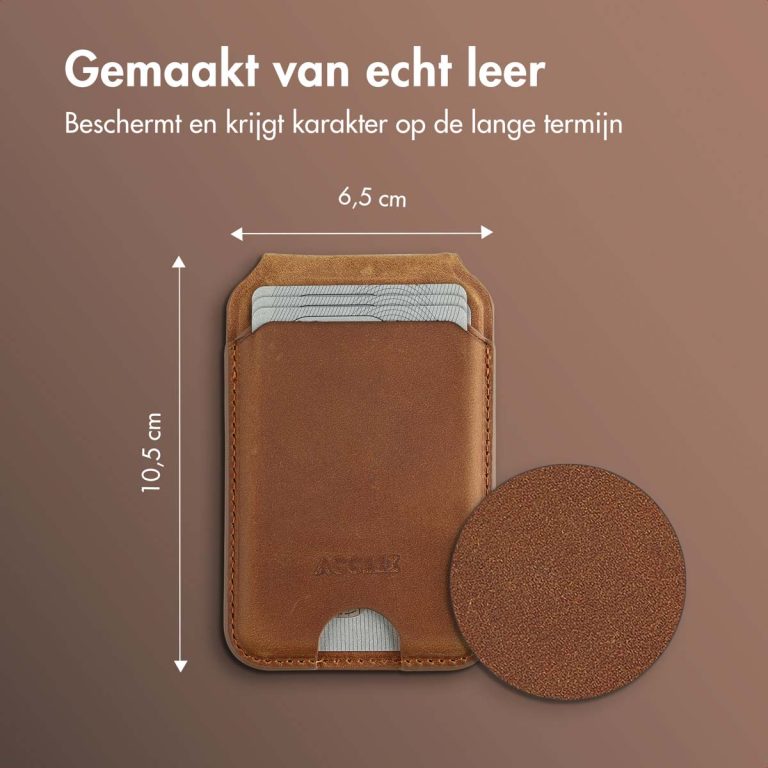 Accezz Vintage Leather MagSafe Kaarthouder met Standaard - Tobacco Cognac - Afbeelding 9