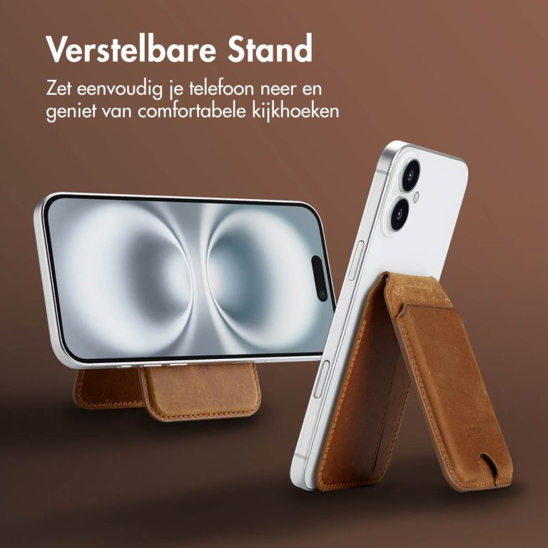 Accezz Vintage Leather MagSafe Kaarthouder met Standaard - Tobacco Cognac - Afbeelding 8