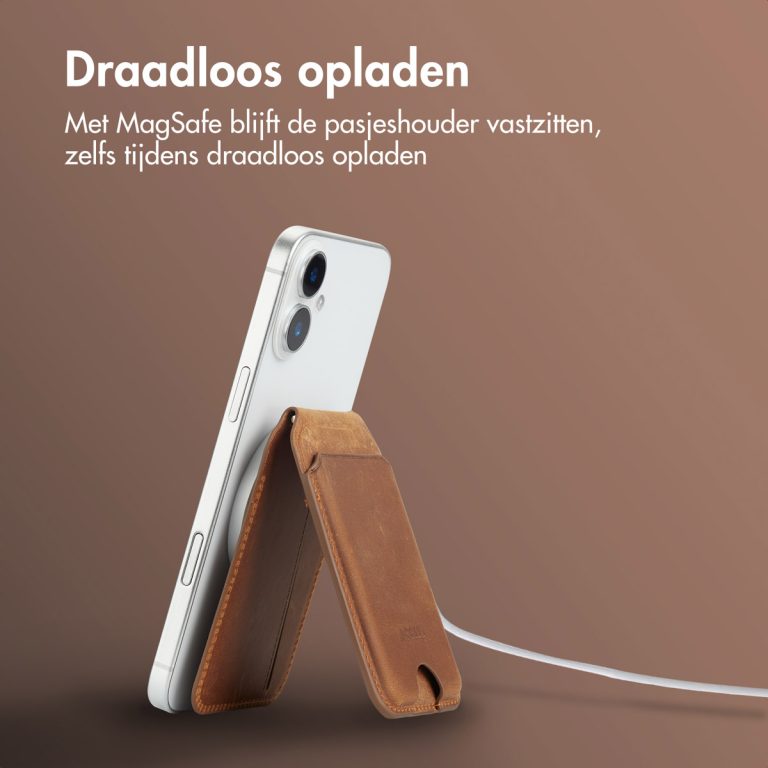 Accezz Vintage Leather MagSafe Kaarthouder met Standaard - Tobacco Cognac - Afbeelding 7