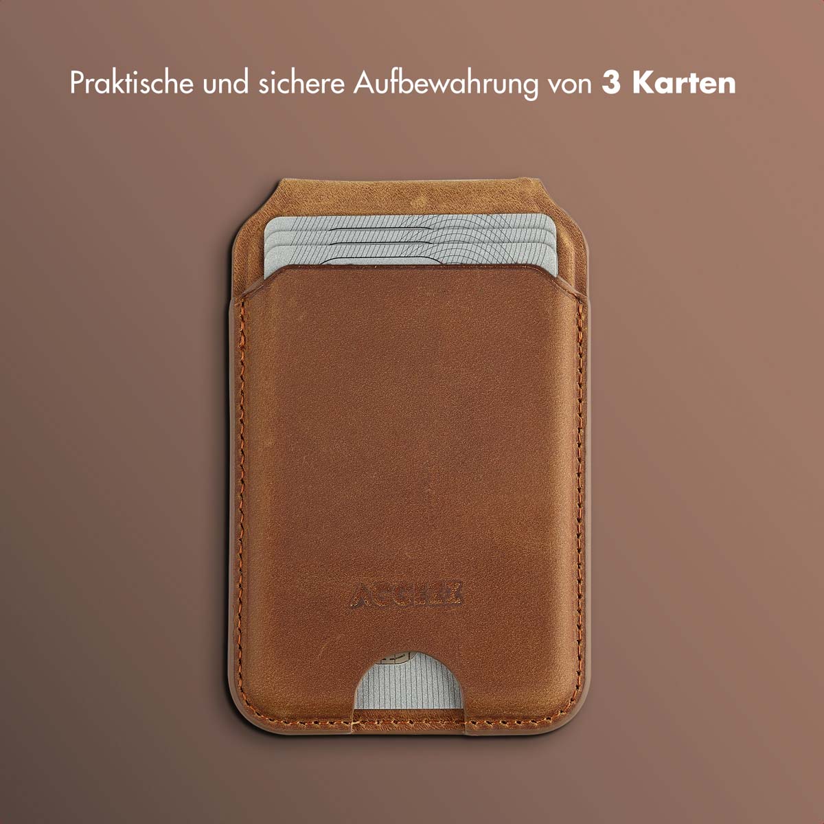 Accezz Vintage Leather MagSafe Kaarthouder met Standaard - Tobacco Cognac - Afbeelding 5