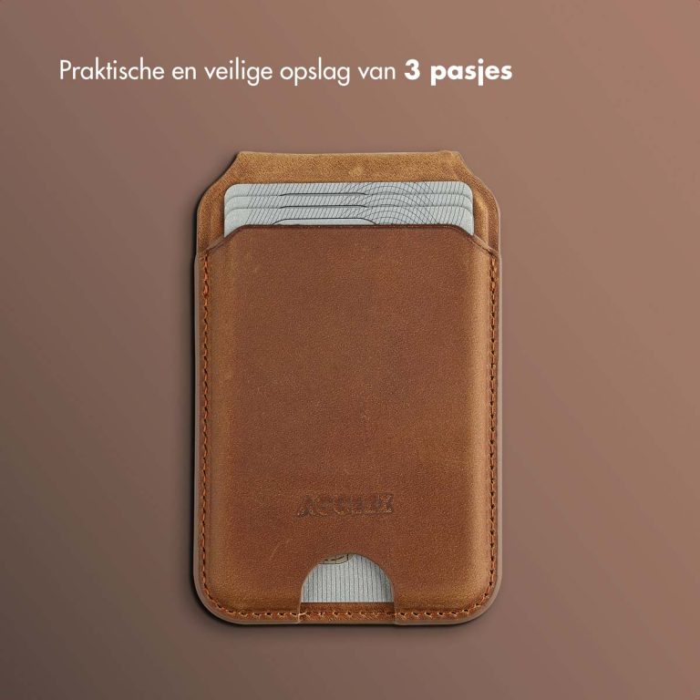 Accezz Vintage Leather MagSafe Kaarthouder met Standaard - Tobacco Cognac - Afbeelding 5