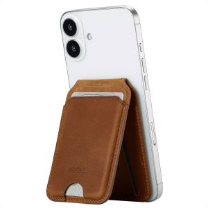 Accezz Vintage Leather MagSafe Kaarthouder met Standaard - Tobacco Cognac