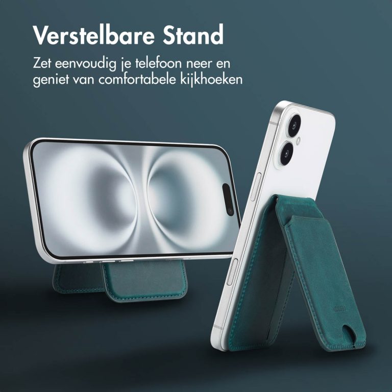 Accezz Vintage Leather MagSafe Kaarthouder met Standaard - Smokey Green - Afbeelding 5