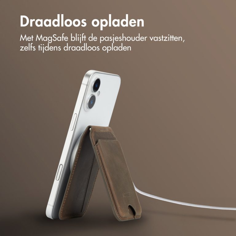 Accezz Vintage Leather MagSafe Kaarthouder met Standaard - Rustic Brown - Afbeelding 6