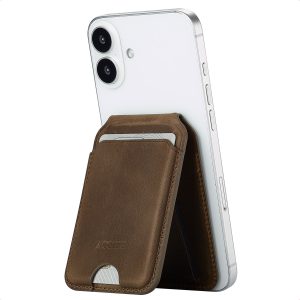 Accezz Vintage Leather MagSafe Kaarthouder met Standaard - Rustic Brown