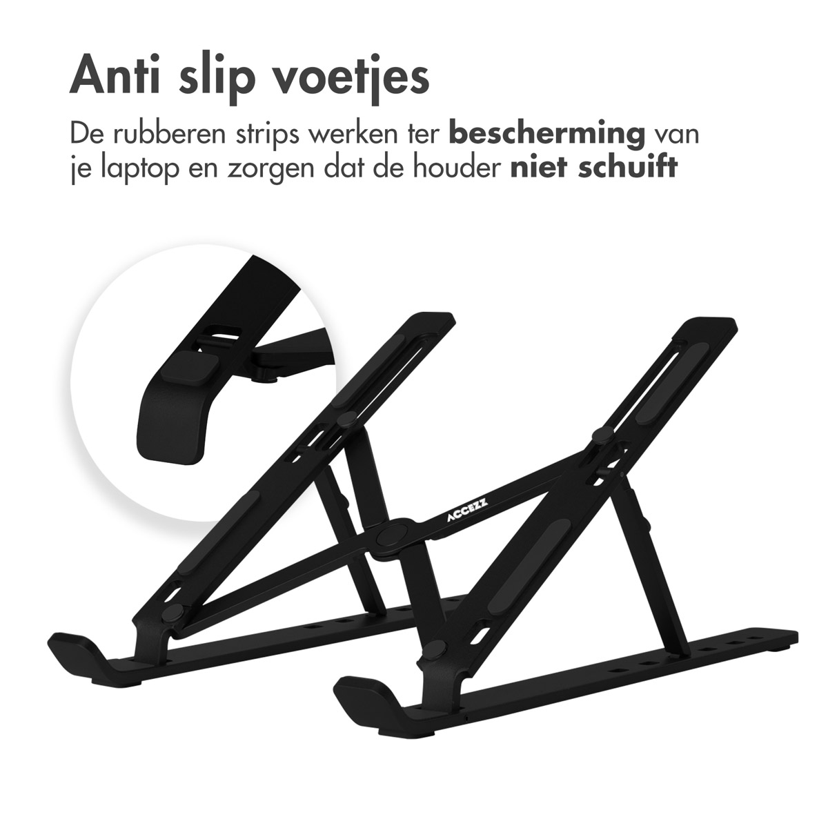 Accezz Laptop houder - Laptop standaard - Verstelbaar en opvouwbaar - Zwart - Afbeelding 5