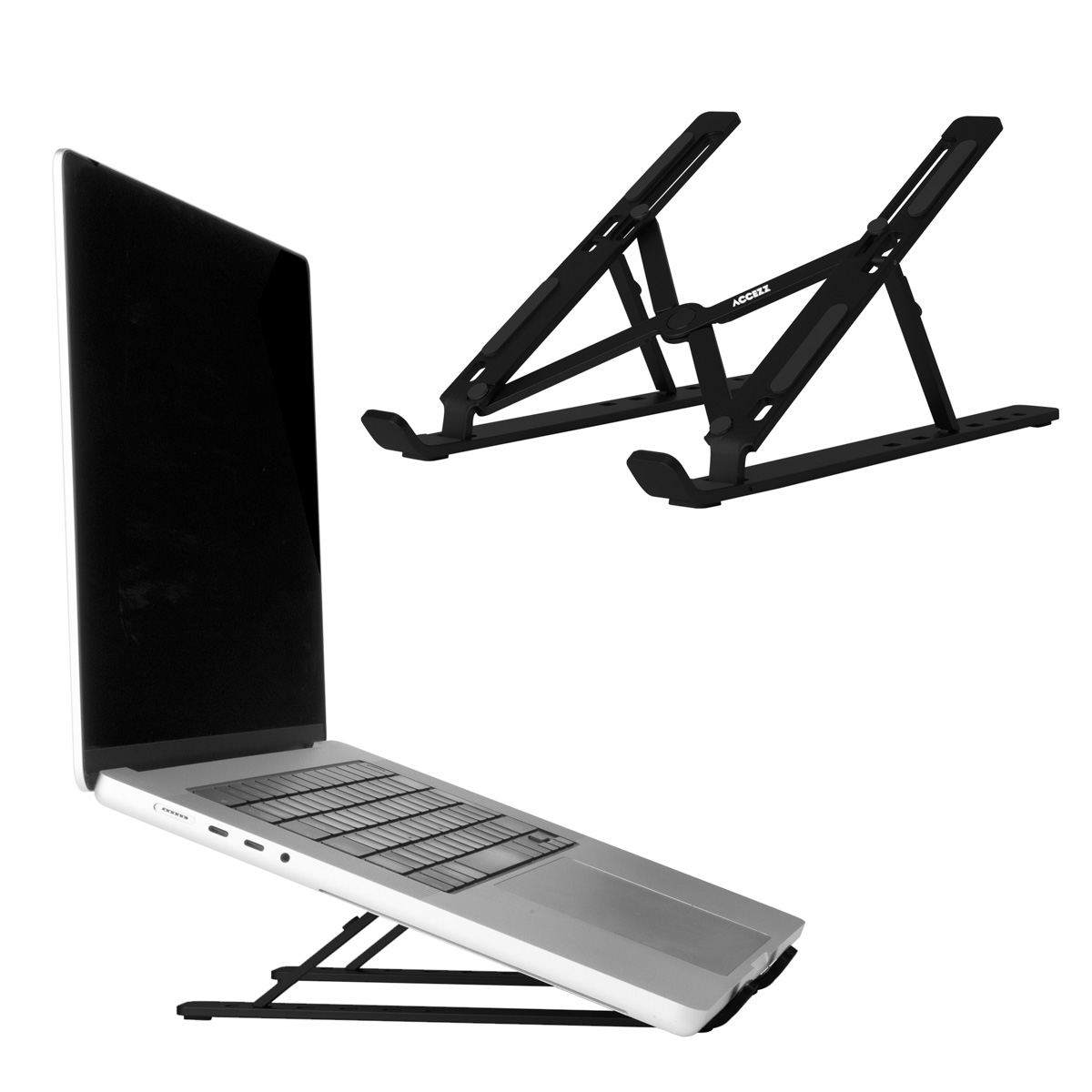 Accezz Laptop houder – Laptop standaard – Verstelbaar en opvouwbaar – Zwart