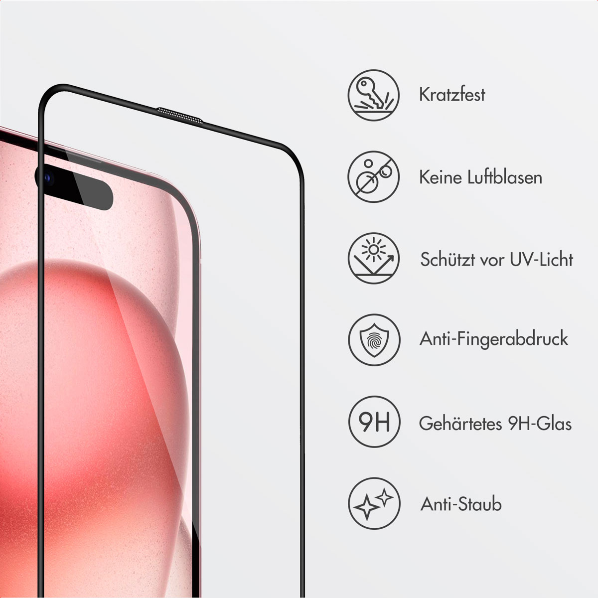 Accezz Gehard Glas Screenprotector + Applicator Apple iPhone 16 / 15 - Afbeelding 7