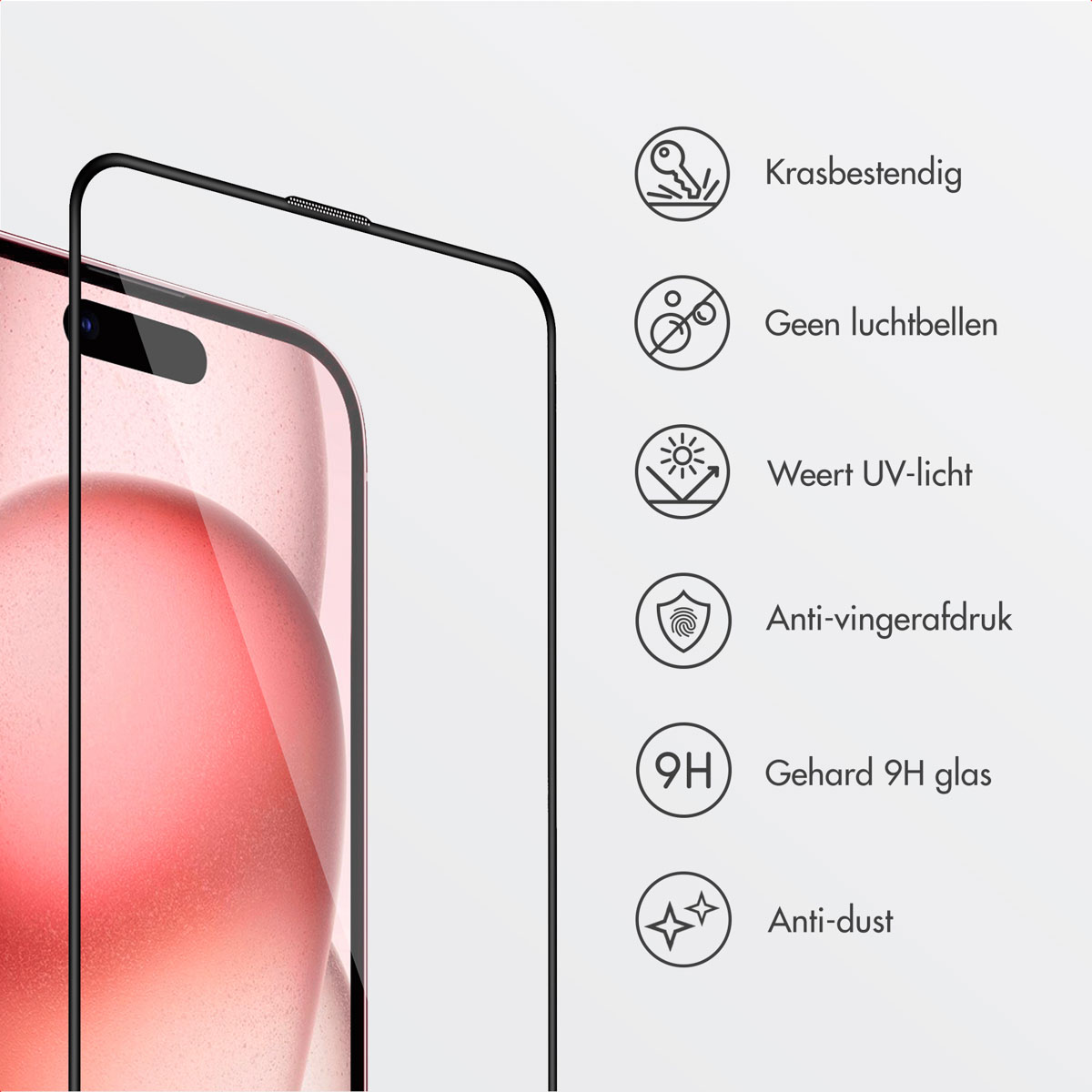 Accezz Gehard Glas Screenprotector + Applicator Apple iPhone 16 / 15 - Afbeelding 9