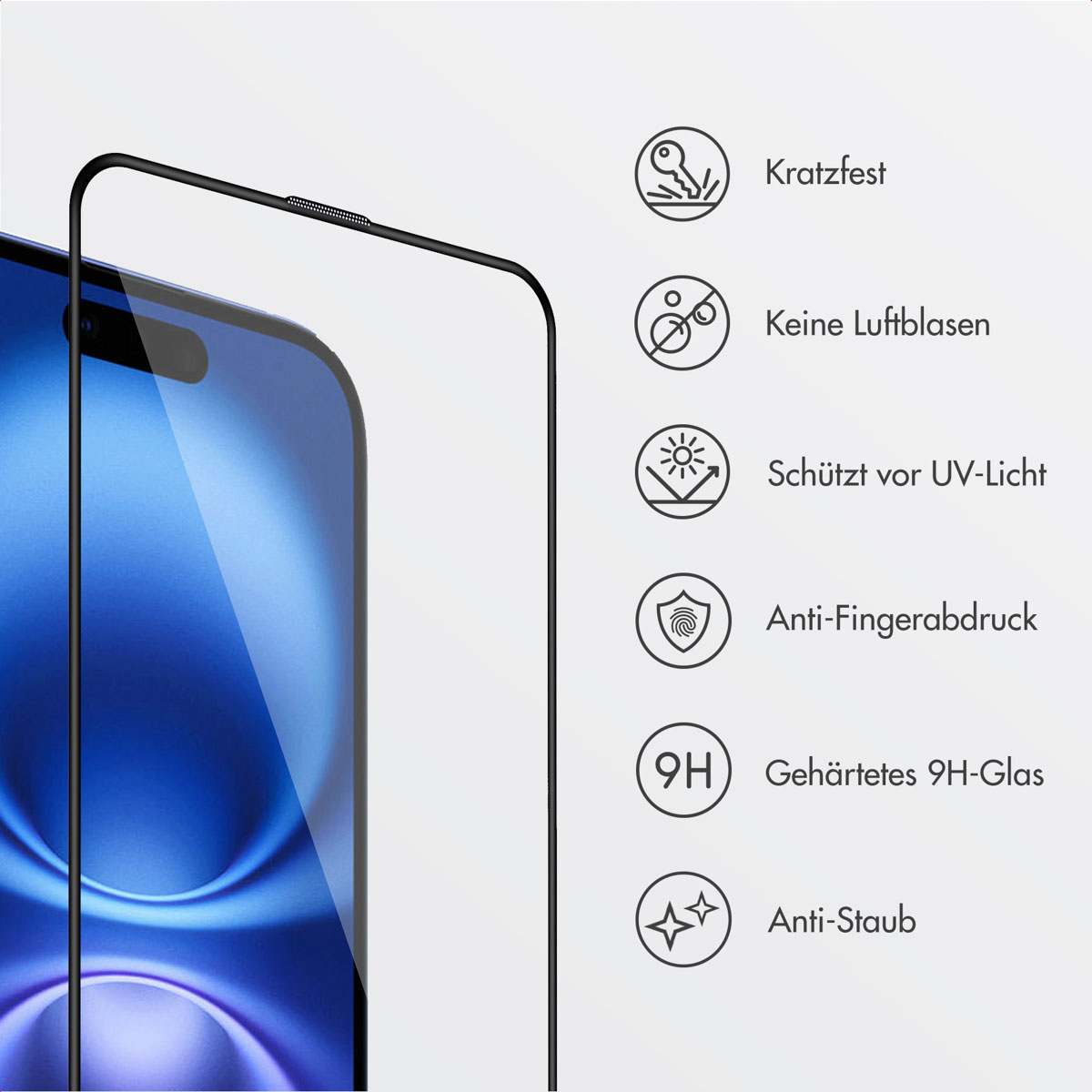 Accezz Gehard Glas Screenprotector + Applicator Apple iPhone 16 Plus / 15 Plus - Afbeelding 7