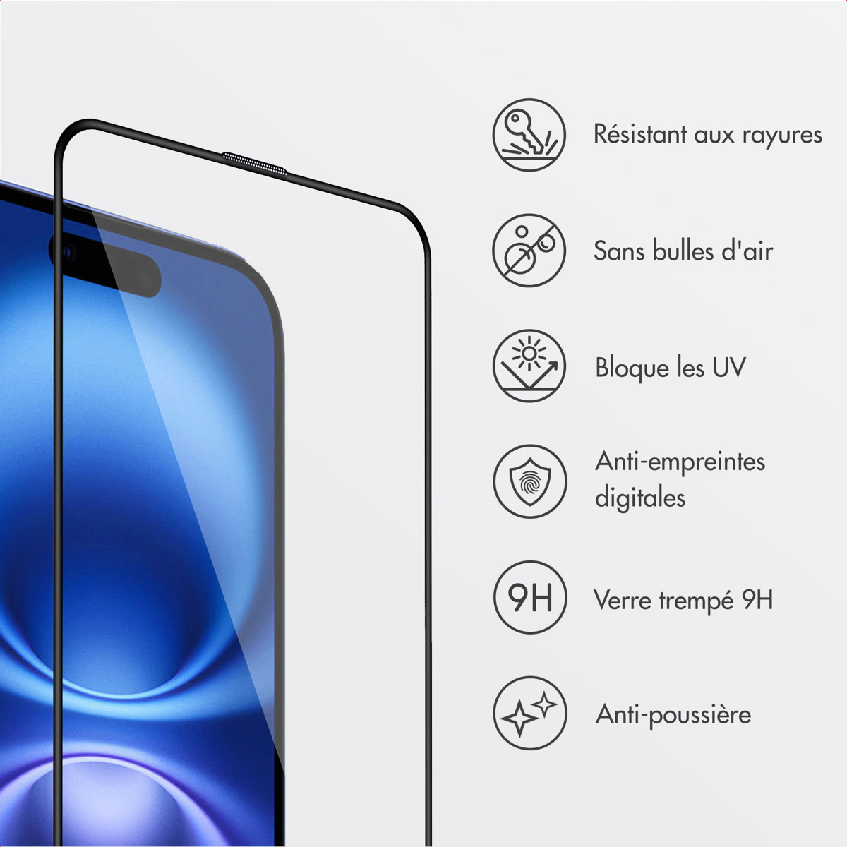 Accezz Gehard Glas Screenprotector + Applicator Apple iPhone 16 Plus / 15 Plus - Afbeelding 8