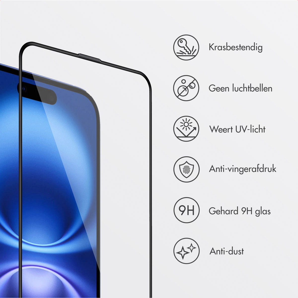 Accezz Gehard Glas Screenprotector + Applicator Apple iPhone 16 Plus / 15 Plus - Afbeelding 9