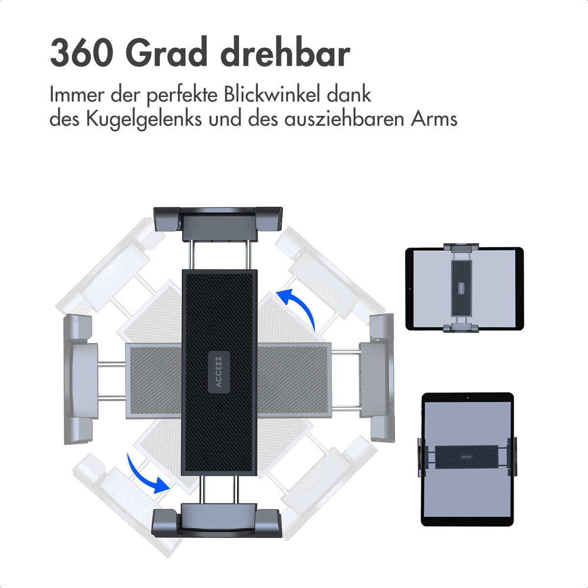 Accezz Tablet houder auto - Dashboard of voorruit - Verstelbaar - Universeel - Zwart - Afbeelding 8