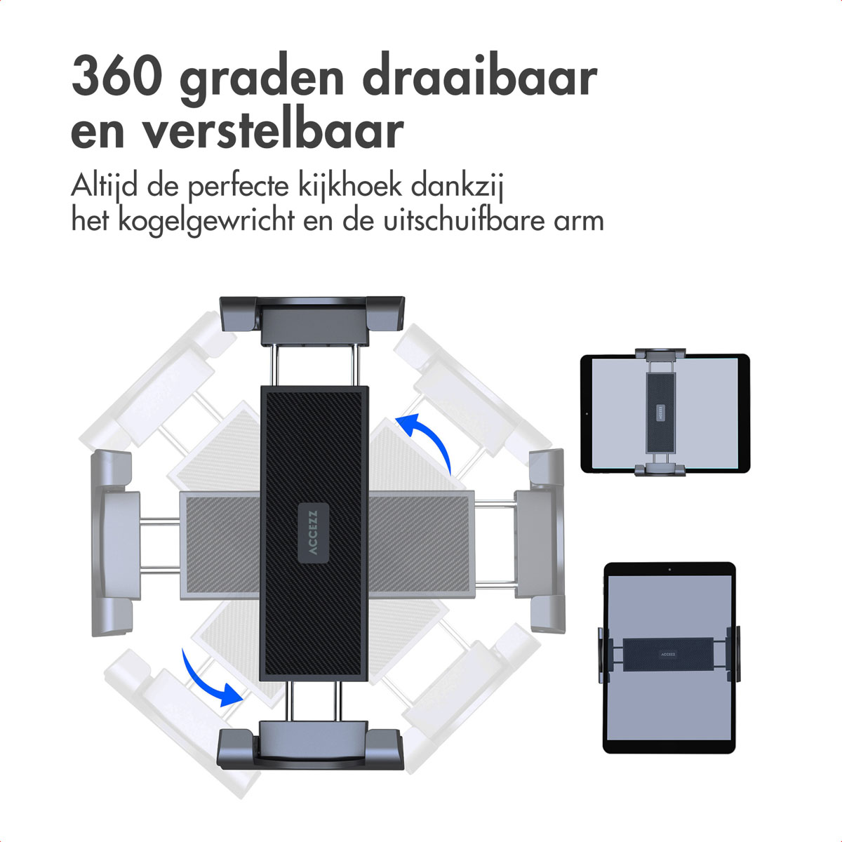 Accezz Tablet houder auto - Dashboard of voorruit - Verstelbaar - Universeel - Zwart - Afbeelding 7