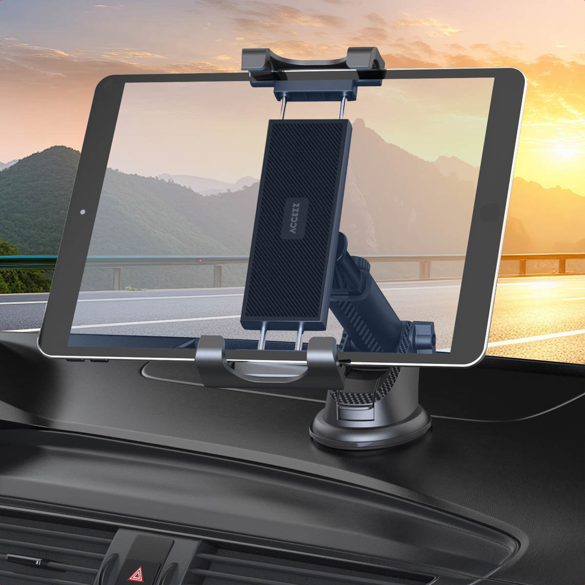 Accezz Tablet houder auto - Dashboard of voorruit - Verstelbaar - Universeel - Zwart - Afbeelding 4