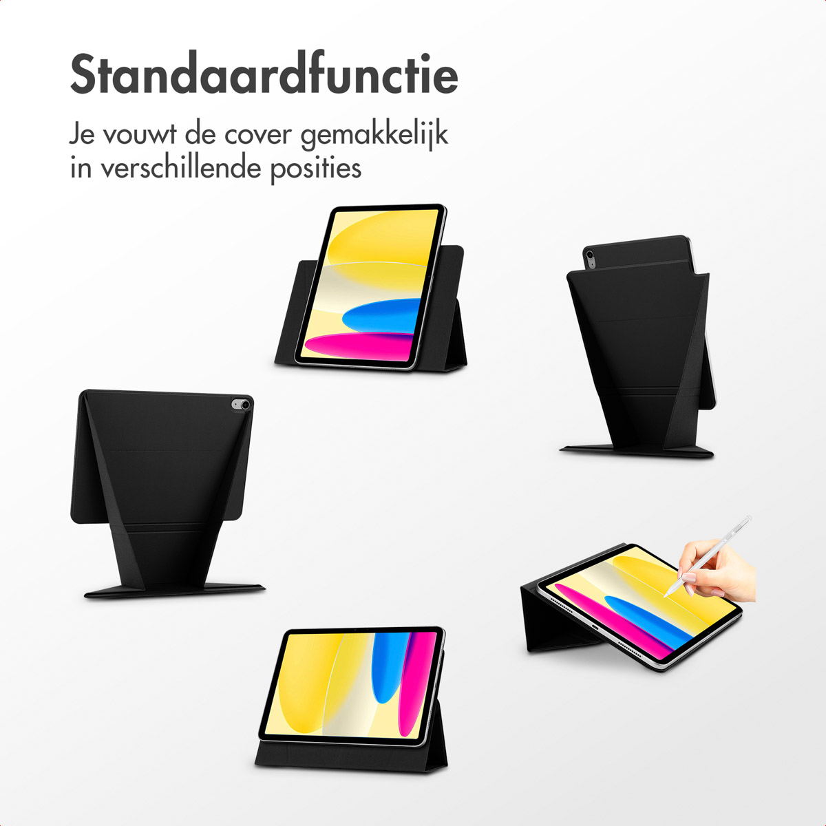 Accezz High Stand tablet case Apple iPad 11 (2025) 11 inch A16 / iPad 10 (2022) 10.9 inch - Zwart - Afbeelding 7