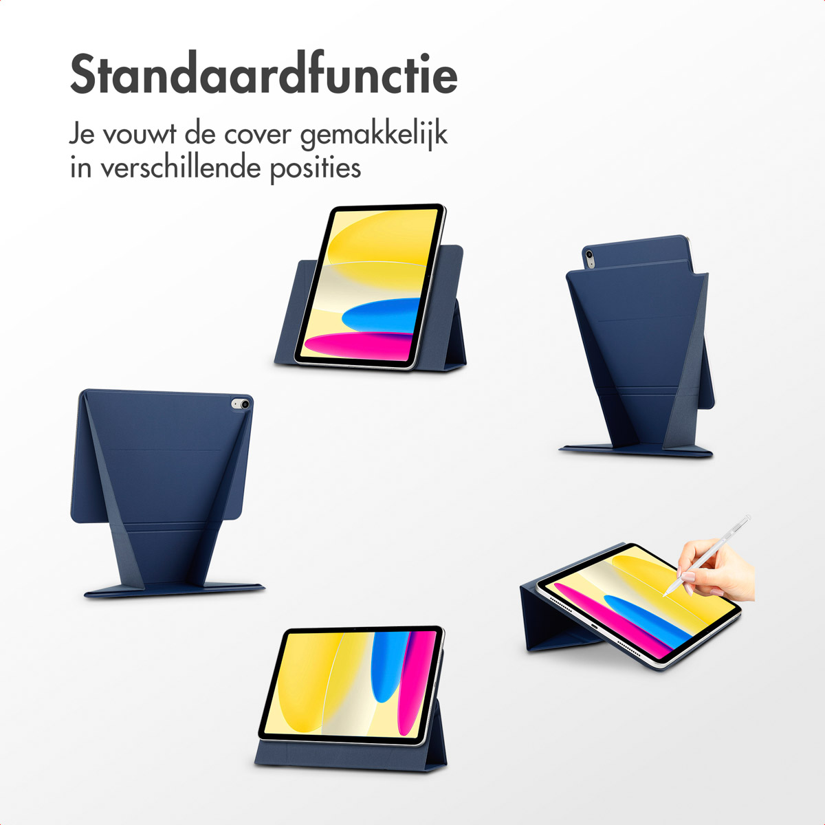 Accezz High Stand tablet case Apple iPad 11 (2025) 11 inch A16 / iPad 10 (2022) 10.9 inch - Donkerblauw - Afbeelding 7