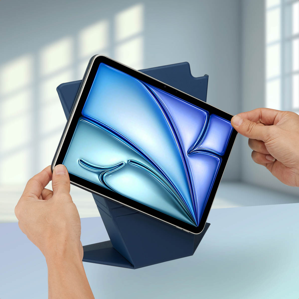 Accezz High Stand tablet case Apple iPad Air 11 inch (2025) M3 / (2024) M2 / Air 5 (2022) / Air 4 (2020) - Donkerblauw - Afbeelding 8