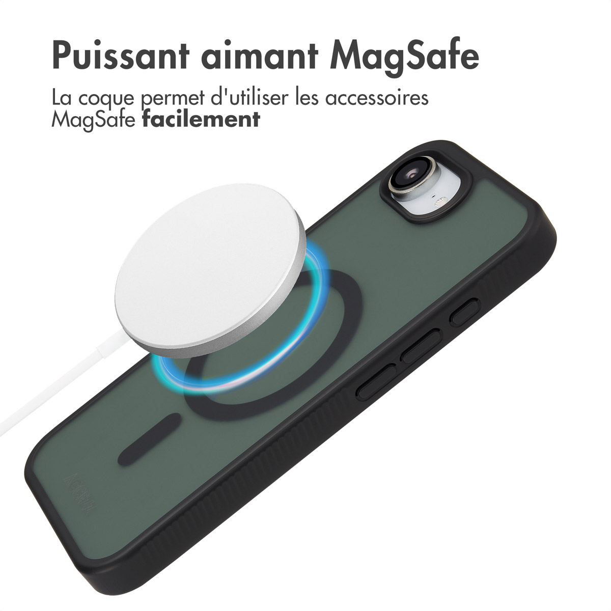 Accezz Rugged Frosted MagSafe Backcover Apple iPhone 16e - Zwart - Afbeelding 10