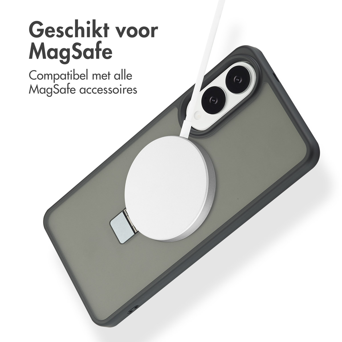 Accezz Ring Stand Backcover met MagSafe Samsung Galaxy S25 Edge - Zwart - Afbeelding 4