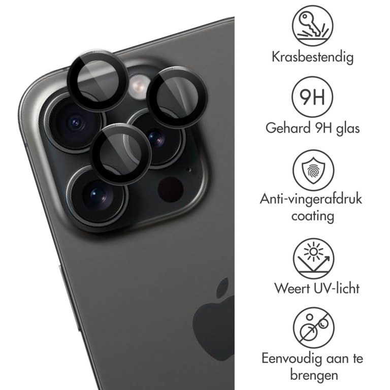 imoshion 2 Pack Camera lens protector Apple iPhone 15 Pro / 15 Pro Max - Black Titanium - Afbeelding 6