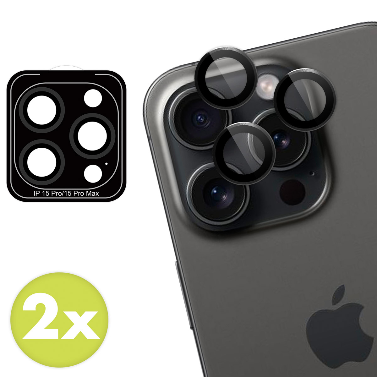 imoshion 2 Pack Camera lens protector Apple iPhone 15 Pro / 15 Pro Max - Black Titanium - Afbeelding 2