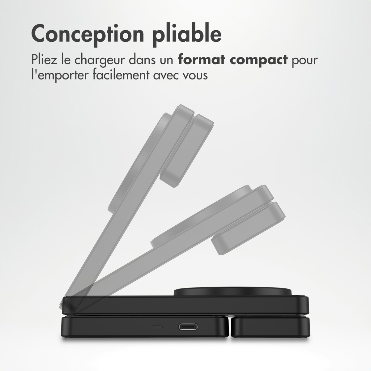 Accezz 3-in-1 Opvouwbare Draadloze MagSafe Oplader - 20W - Zwart - Afbeelding 7