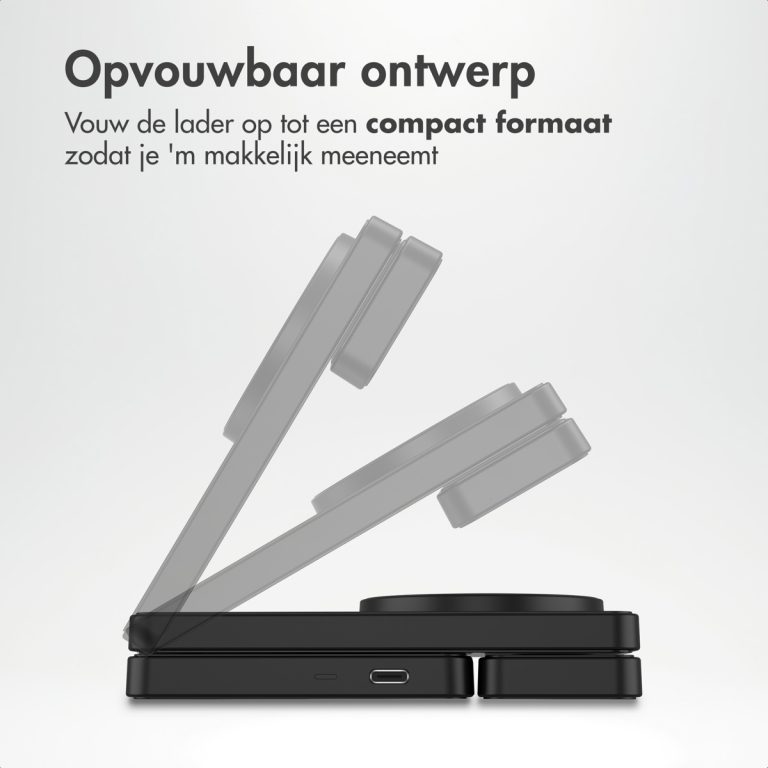 Accezz 3-in-1 Opvouwbare Draadloze MagSafe Oplader - 20W - Zwart - Afbeelding 8