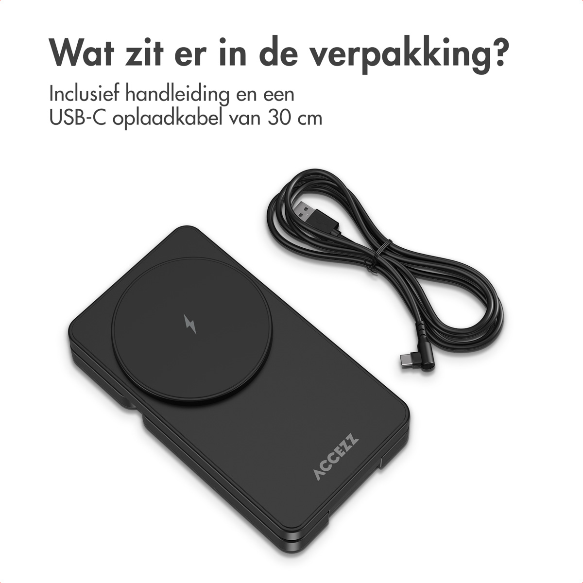 Accezz 3-in-1 Opvouwbare Draadloze MagSafe Oplader - 20W - Zwart - Afbeelding 4