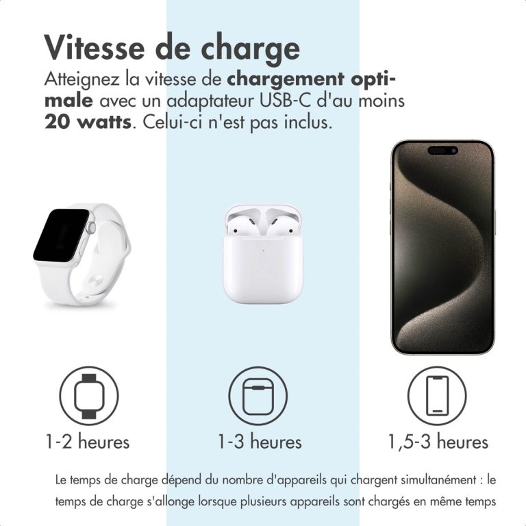Accezz 3-in-1 Opvouwbare Draadloze MagSafe Oplader - 20W - Zwart - Afbeelding 10
